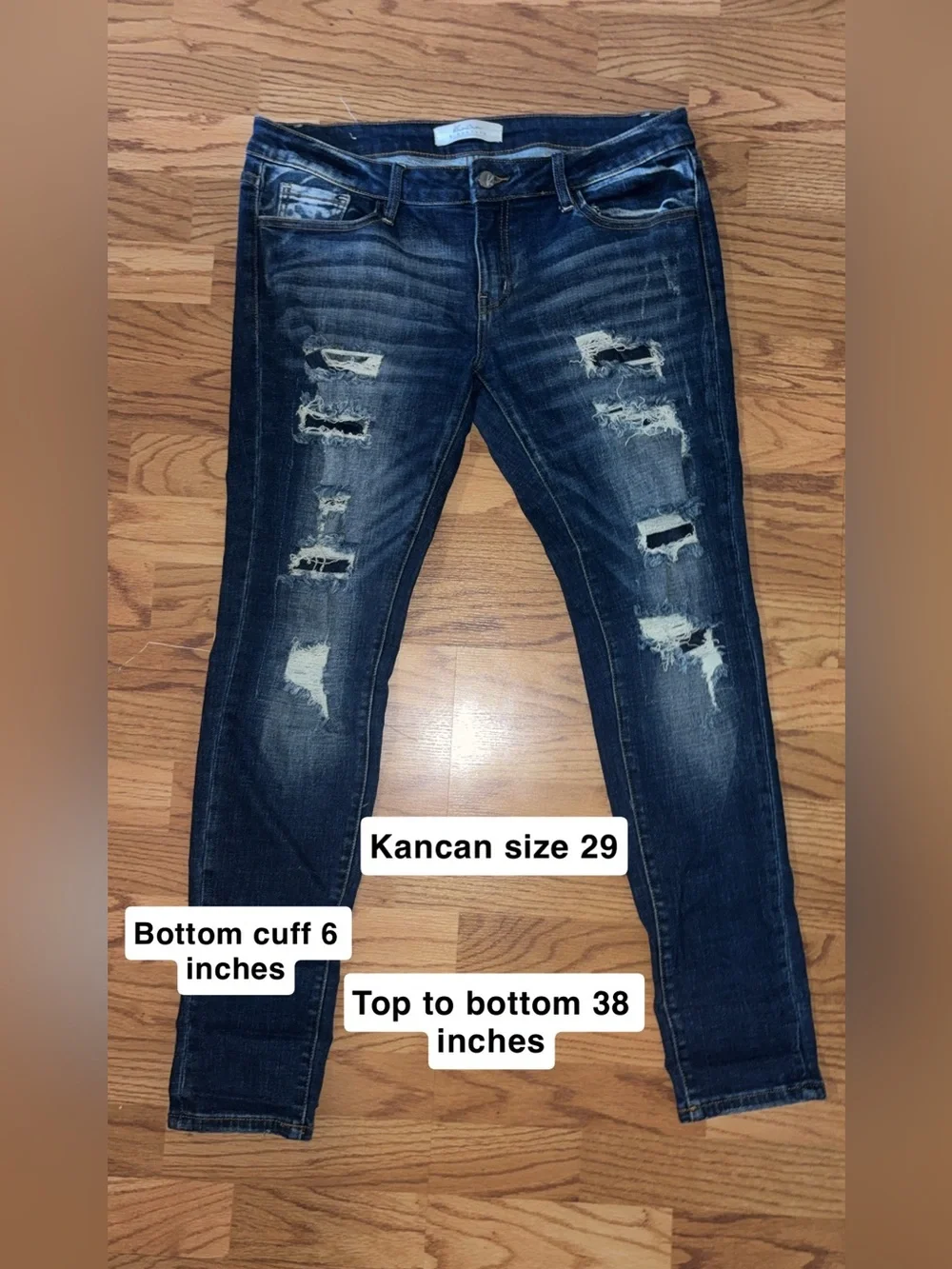 KanCan Distressed Dark Wash Skinny Jeans - Picture 2 of 3